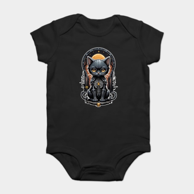 Black Skeleton Cat 1 Baby Bodysuit by Grave Digs